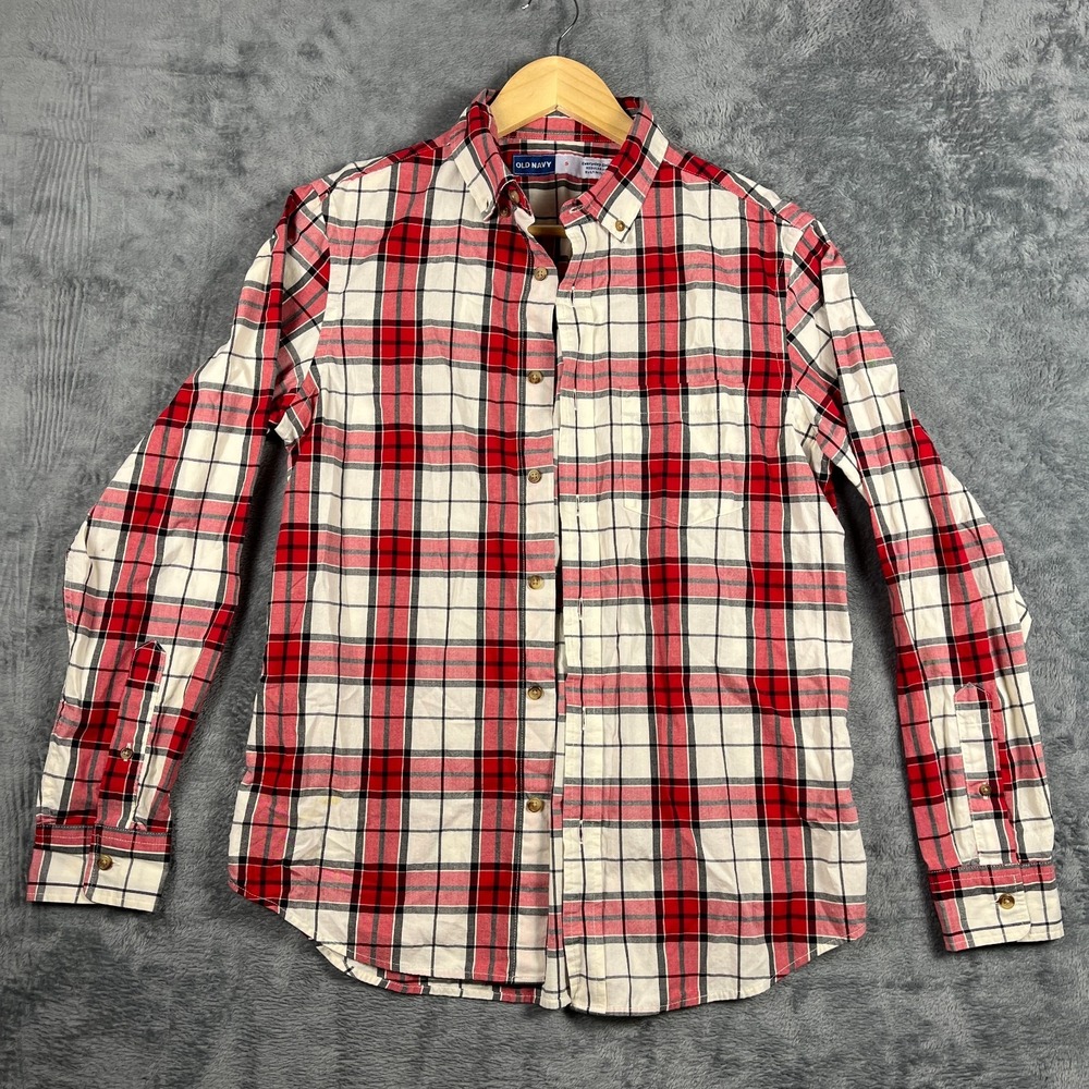 Old Navy Everyday Shirt Mens S Multi Plaid Regular Fit Built In Flex Button Down
